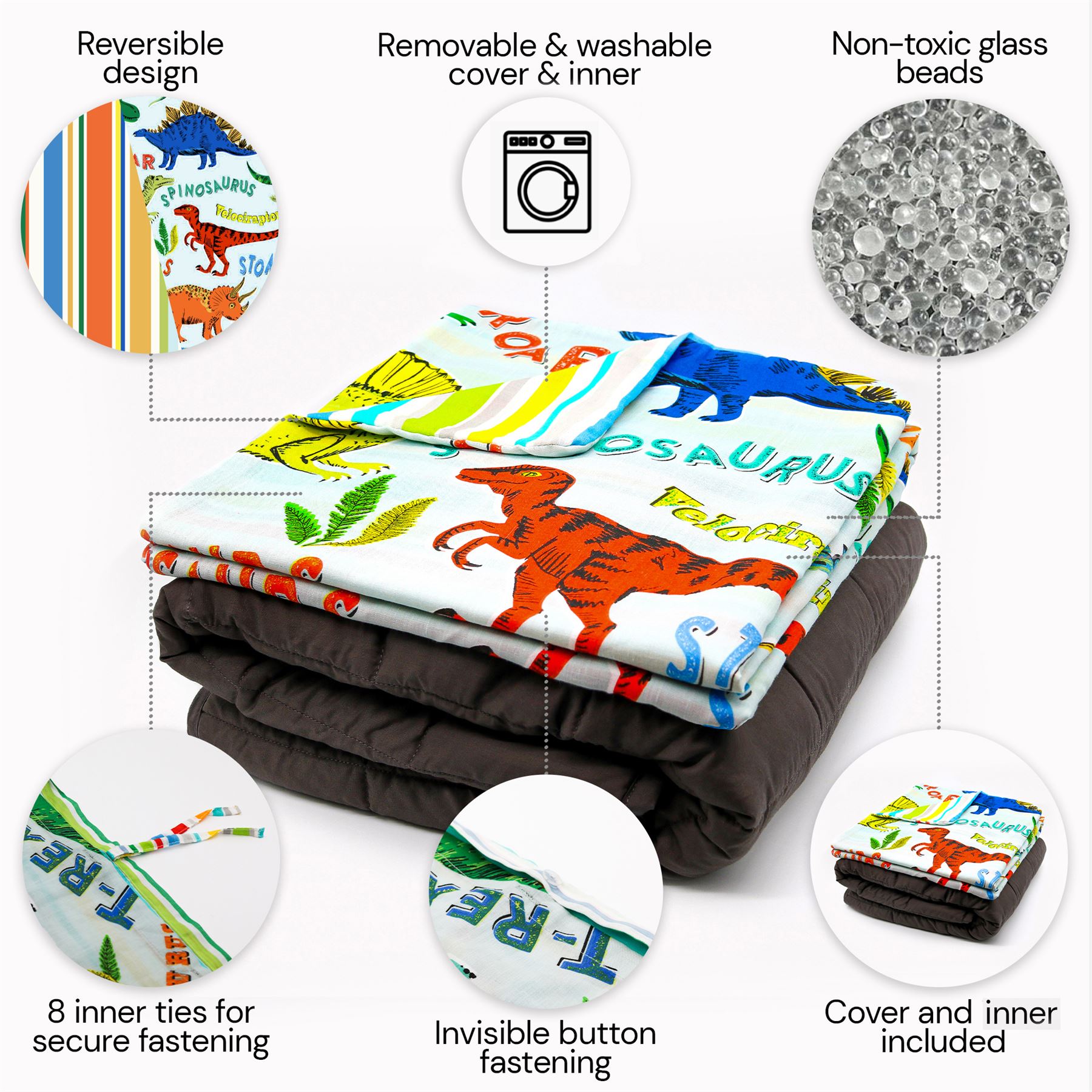 HLC Boys Girls Dinosaur Park Jurassic Green Reversible Duvet Cover Curtains - Picture 52 of 56