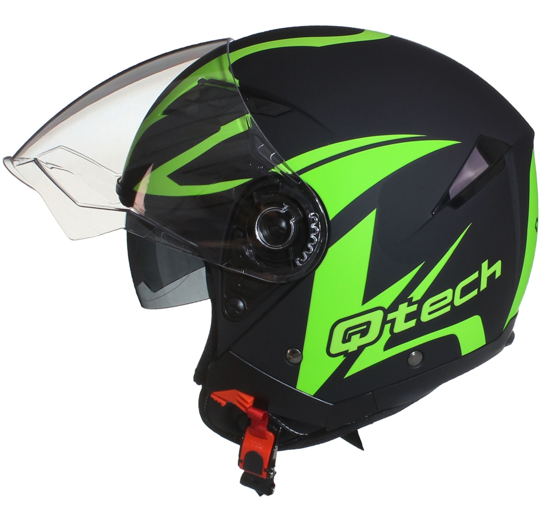 OPEN Face Motorcycle Helmet SCOOTER Motorbike MATT Black Integrated SUN