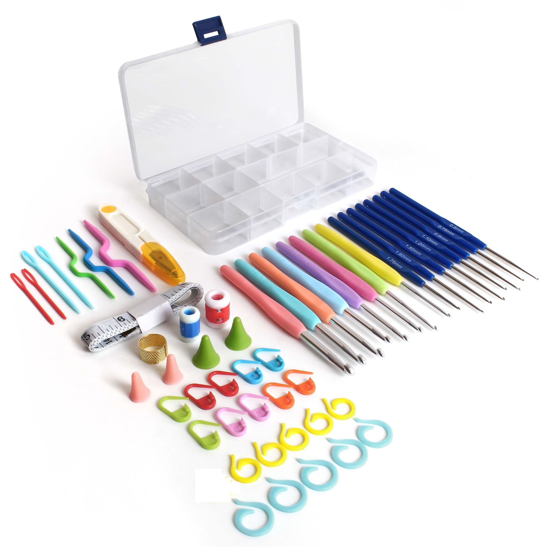 52 Pieces Multi Colour Crochet Hooks Set Knitting Soft Grip Sewing