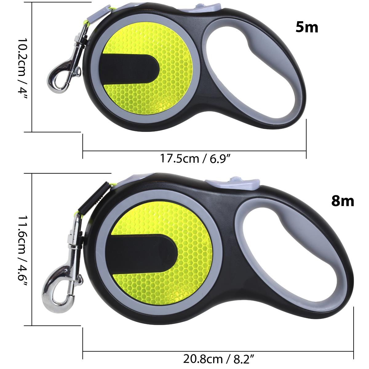 Neon Reflective Retractable Dog Lead Extending HiViz Pet Leash