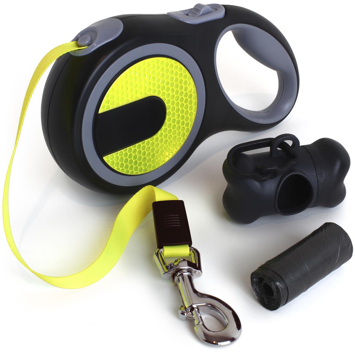 Neon Reflective Retractable Dog Lead Extending HiViz Pet Leash
