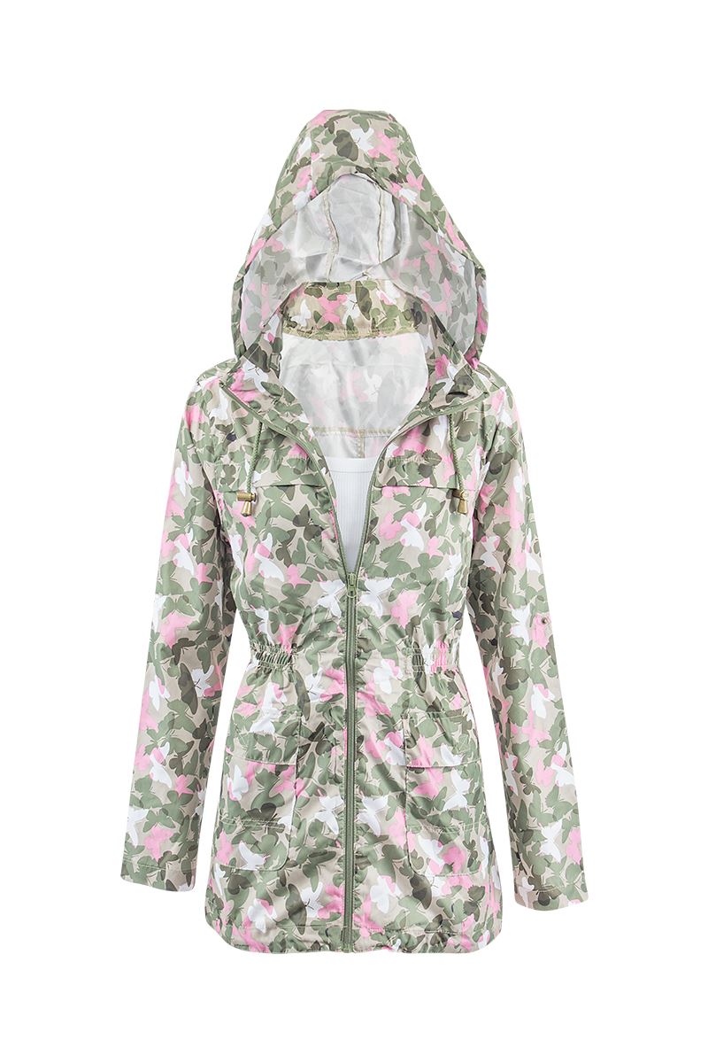 womens khaki printed fishtail lightweight plus size rain parka coat plus size rain slicker