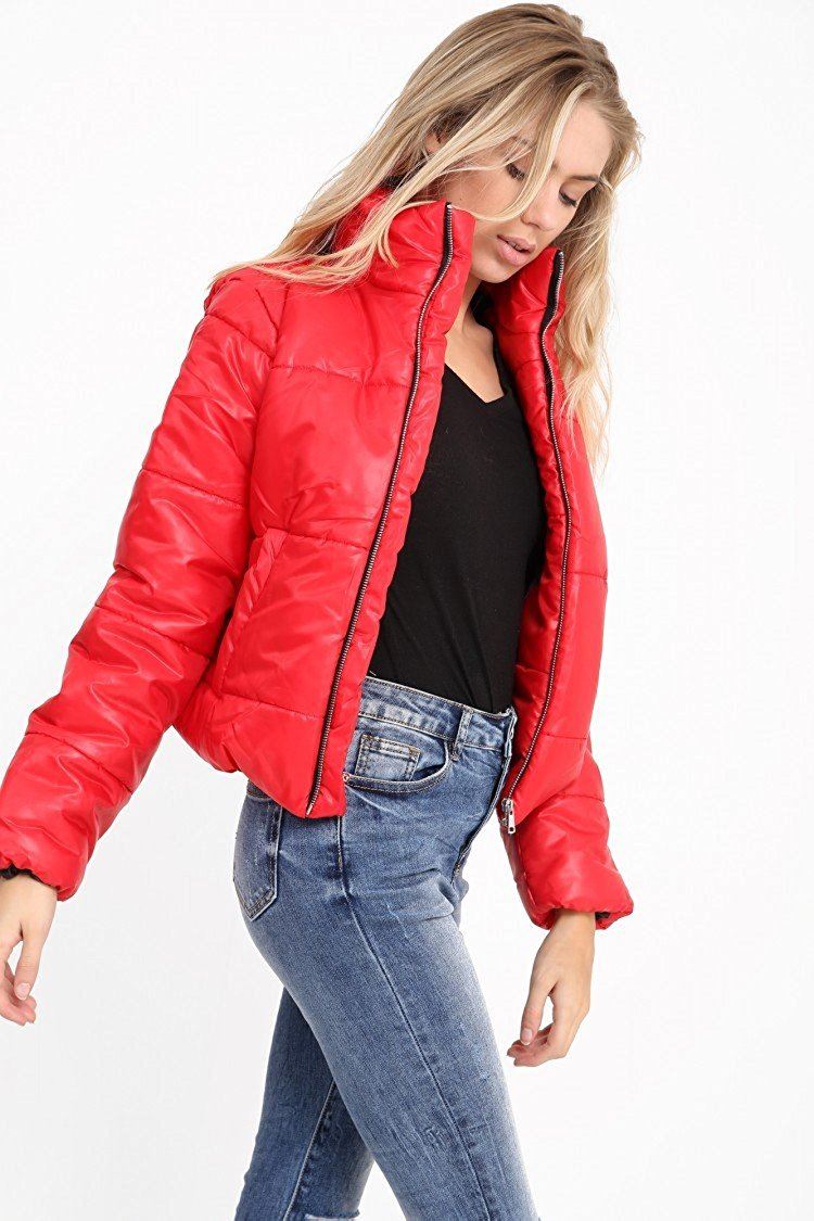 winter cropped puffer jacket