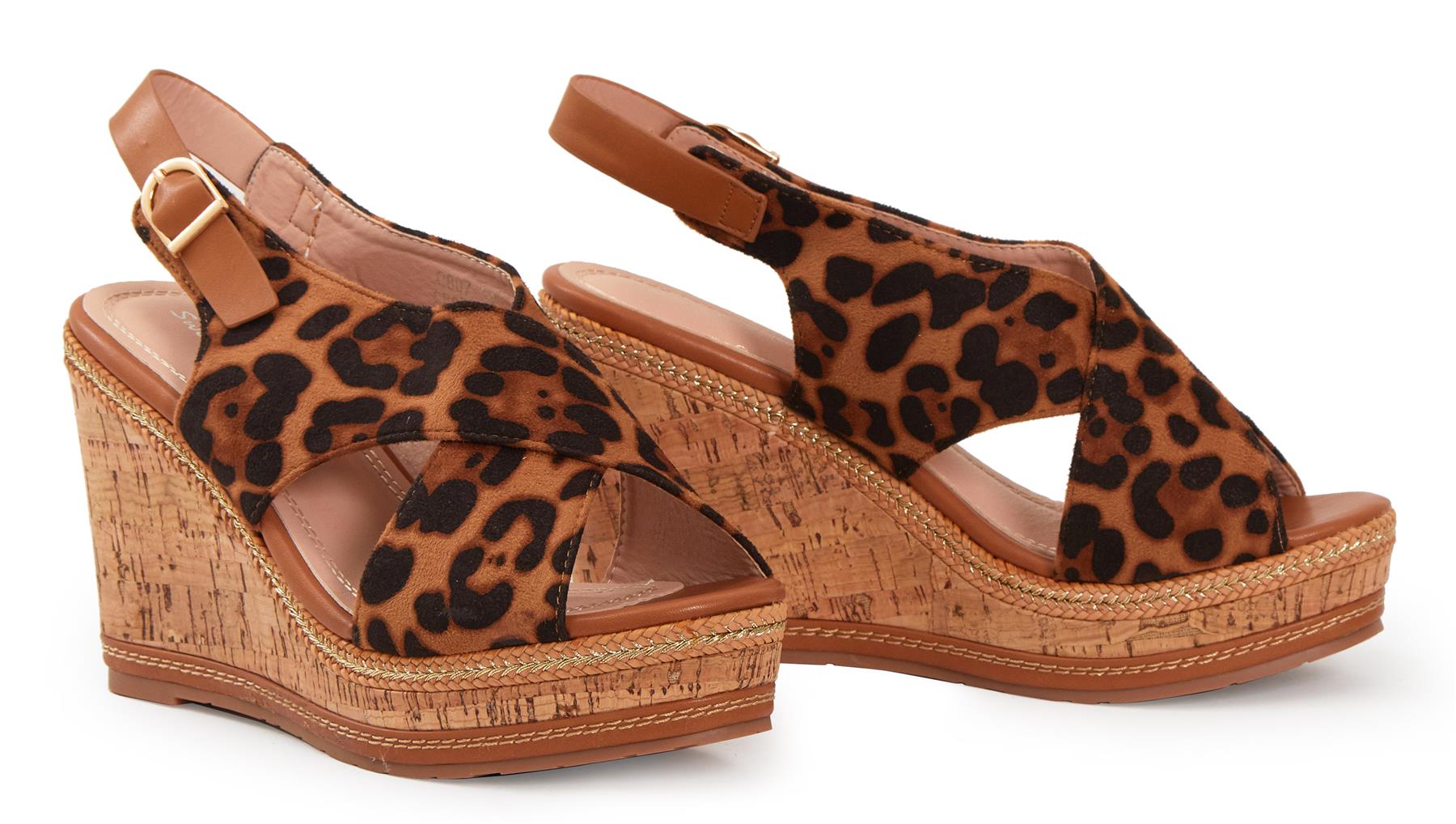 Ladies Espadrille Cork Effect Wedge Sandals Animal Print Womens Shoes | eBay