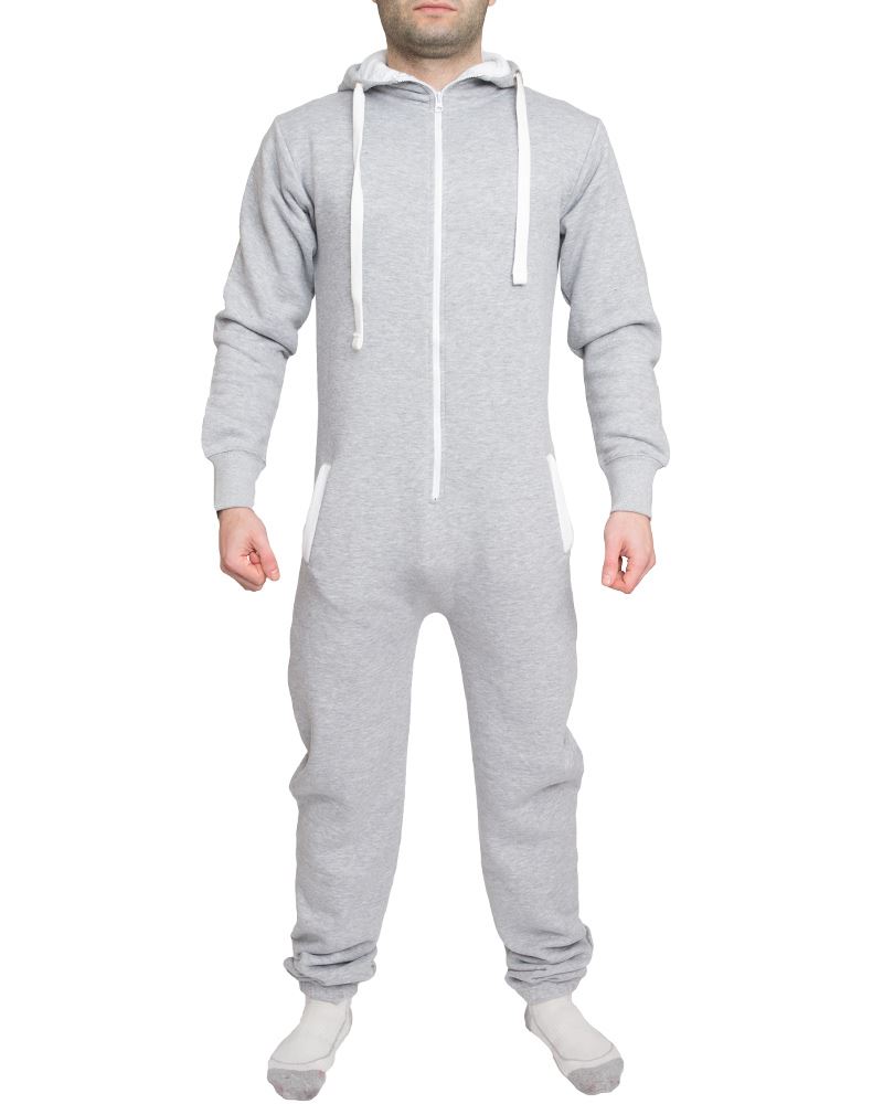 Plus Size Mens Womens Unisex Hooded All In One Piece Jumpsuit Playsuit 20 32-34