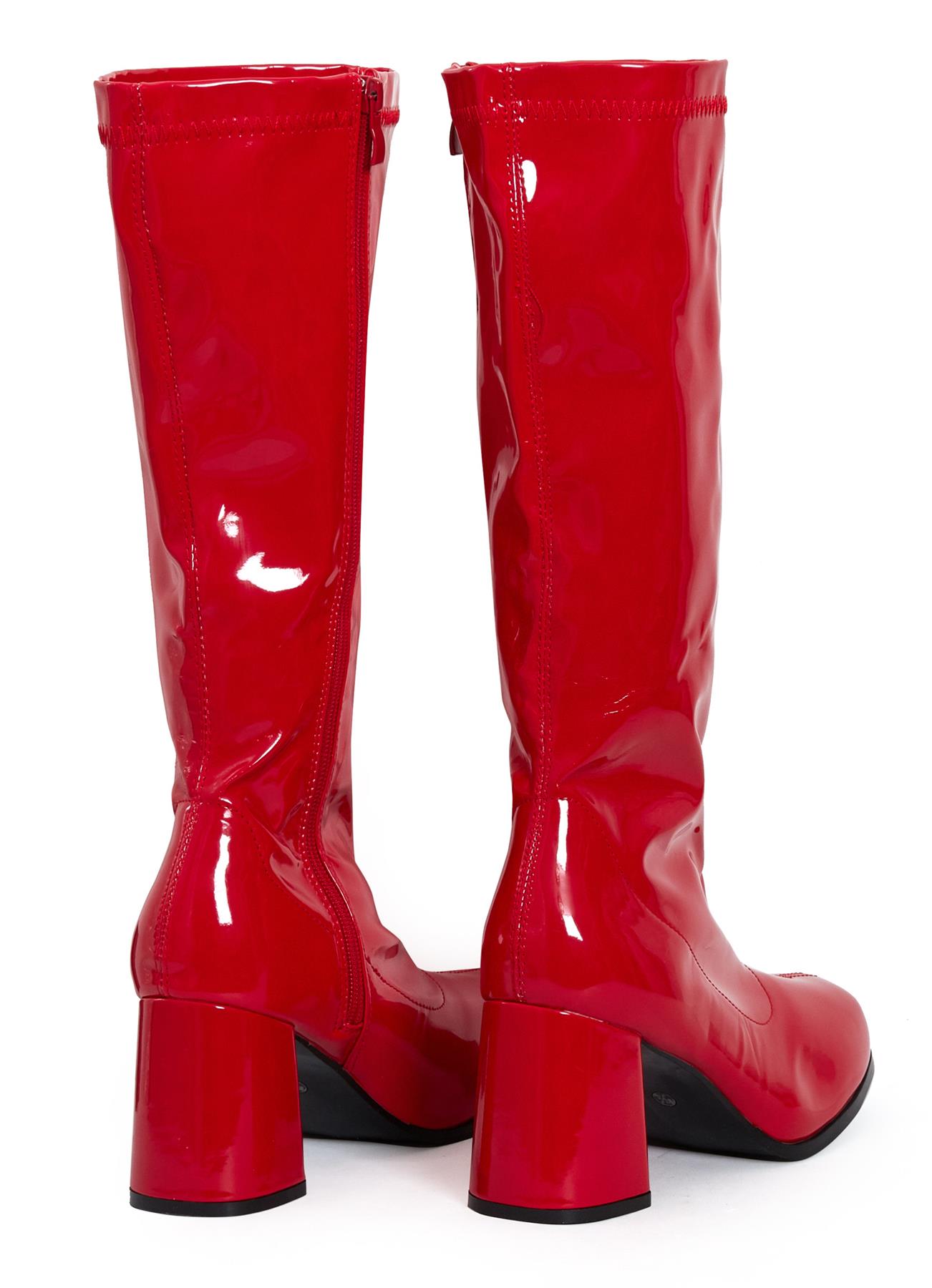 Womens Go Go Fancy Dress Party 1960 1970 Retro Patent Shiny Platform Boots eBay