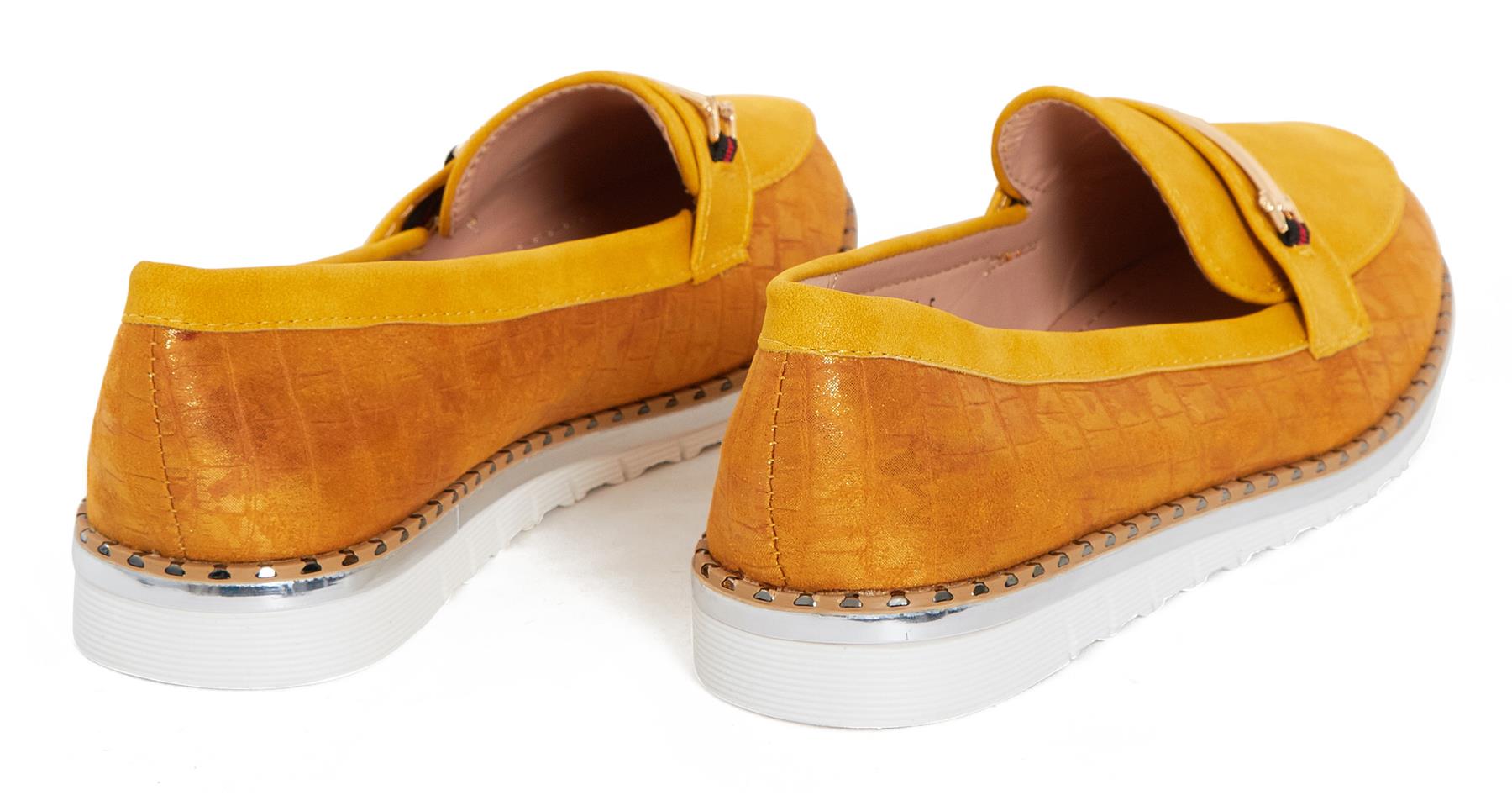 Ladies Buckle Detail Slip On Flat Sole Office Loafer Comfy Slider Shoes