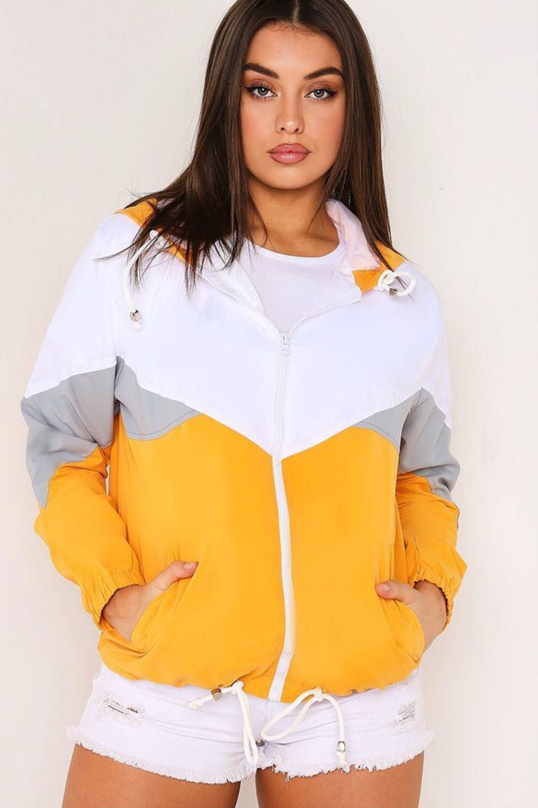 Womens Ladies Colour Block Windbreaker 