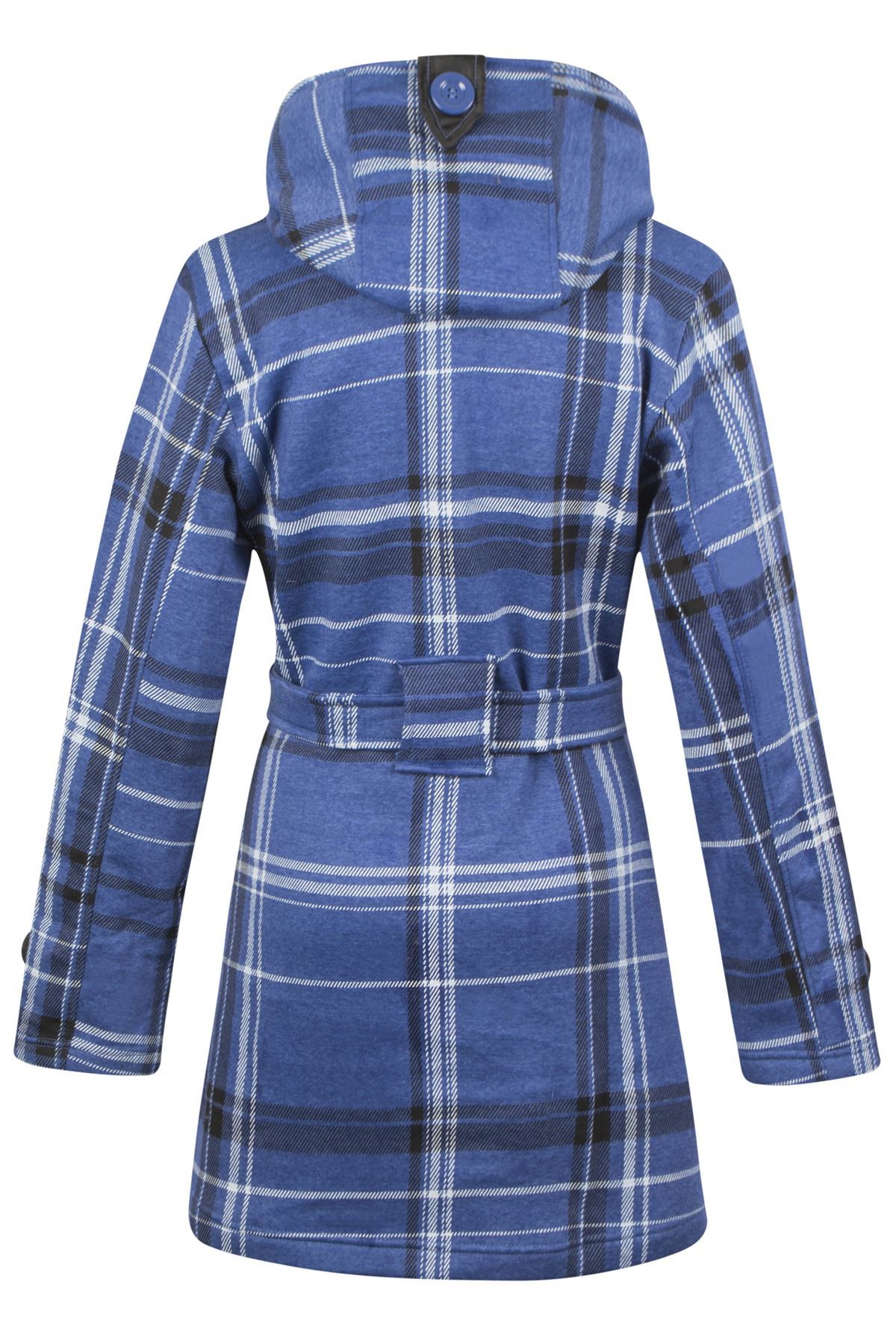 Damen Kapuze Knopfmantel kariert Damenjacke Vliesgürtel Kapuze Größe UK8-14 - Bild 20 von 35