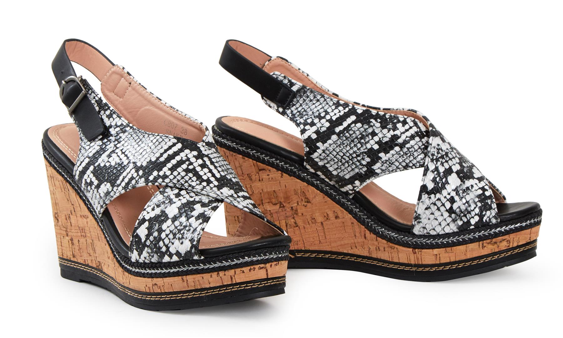 Ladies Espadrille Cork Effect Wedge Sandals Animal Print Womens Shoes | eBay
