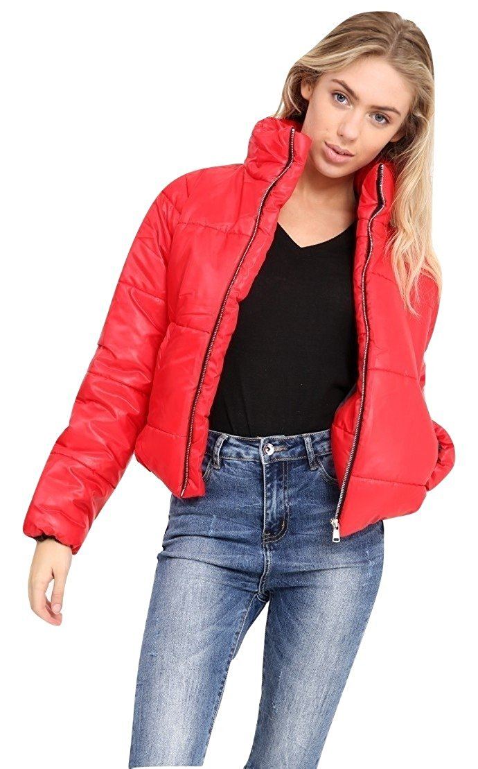 Womens Cropped Puffer Coat Warm Fashion Top Quilted Padded Jacket