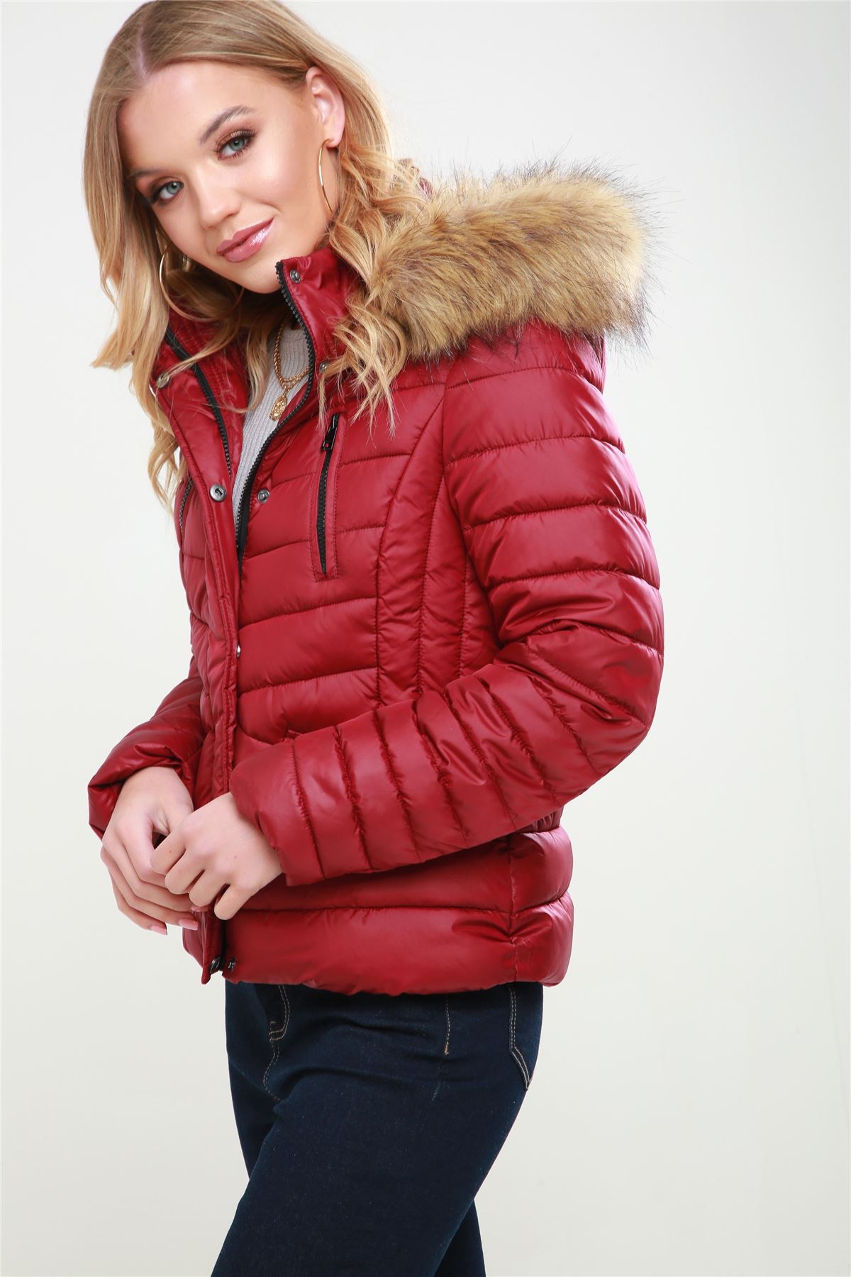 shelikes Womens Ladies Quilted Padded Faux Fur Detachable Hooded Warm Winter Jacket Coat shelikes Womens Ladies Quilted Padded Faux Fur Detachable Hooded Warm Winter Jacket Coat