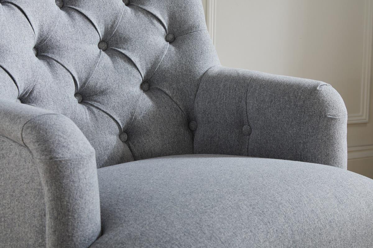 Birlea Padstow Easy Fireside Chair Traditional Buttoned Grey Fabric