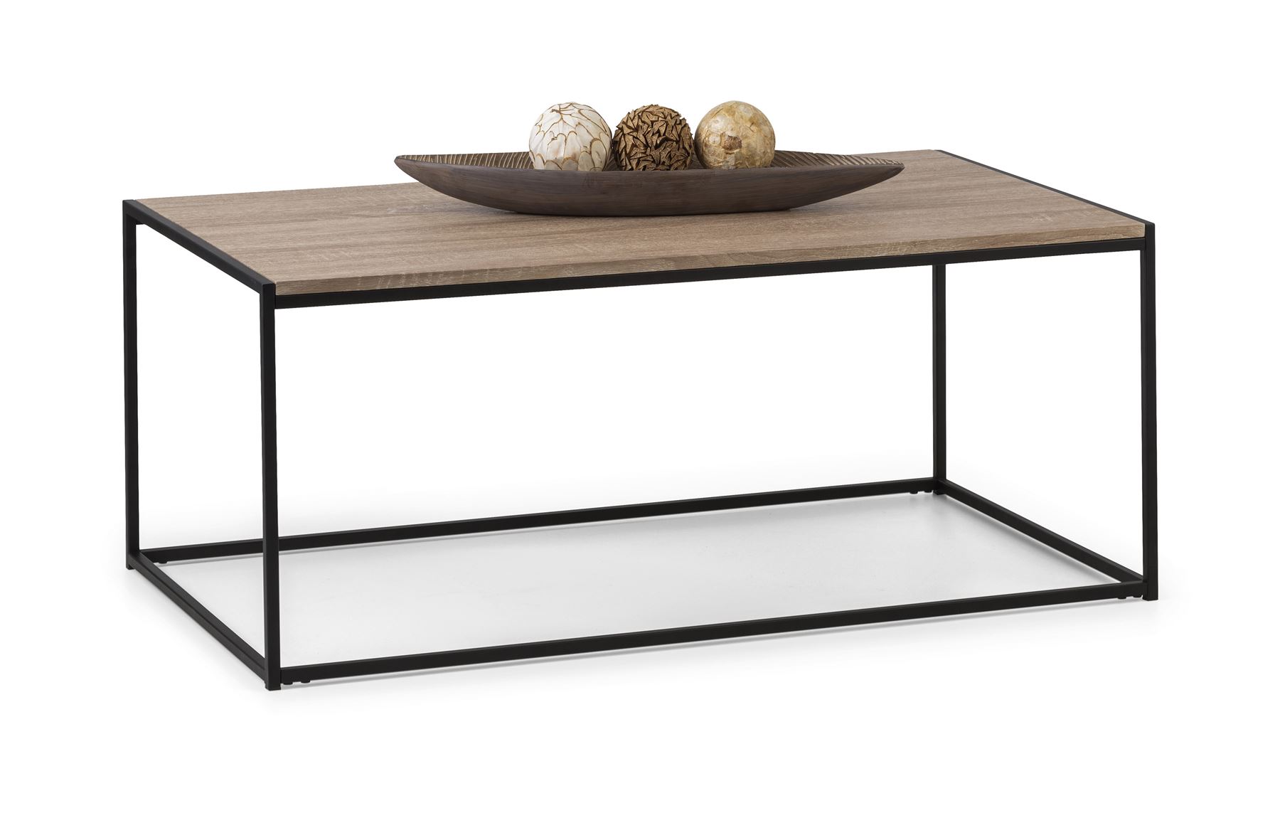Julian Bowen Tribeca Black Metal & Oak Industrial Steel Rectangular Coffee Table eBay