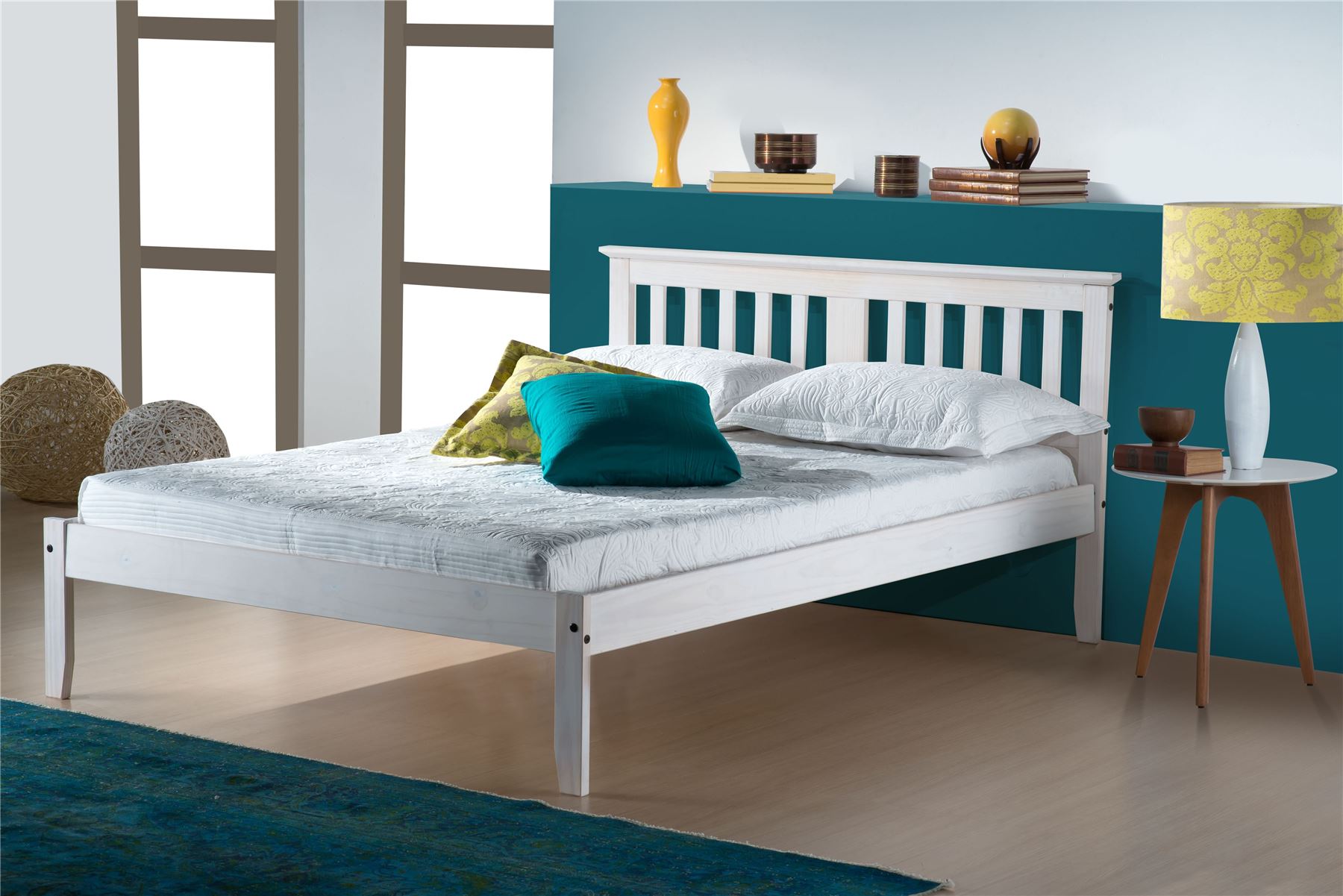 Birlea Double Salvador Solid Pine 4FT6 135CM Wood Bed Frame White Wash