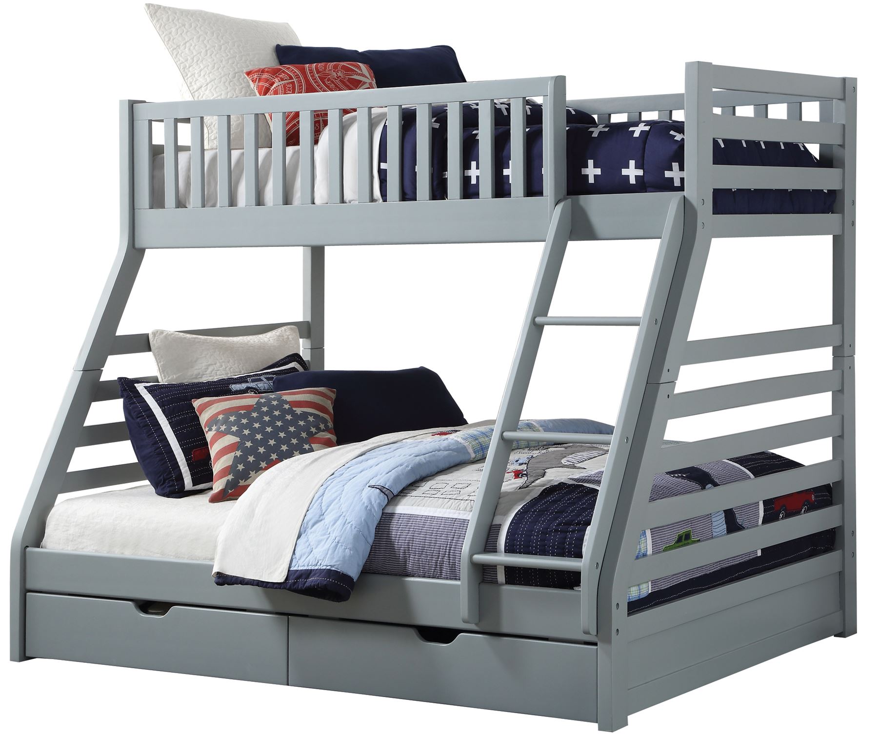 Sweet Dreams States Wooden Triple Sleeper Bunk Bed Frame Grey Wood with