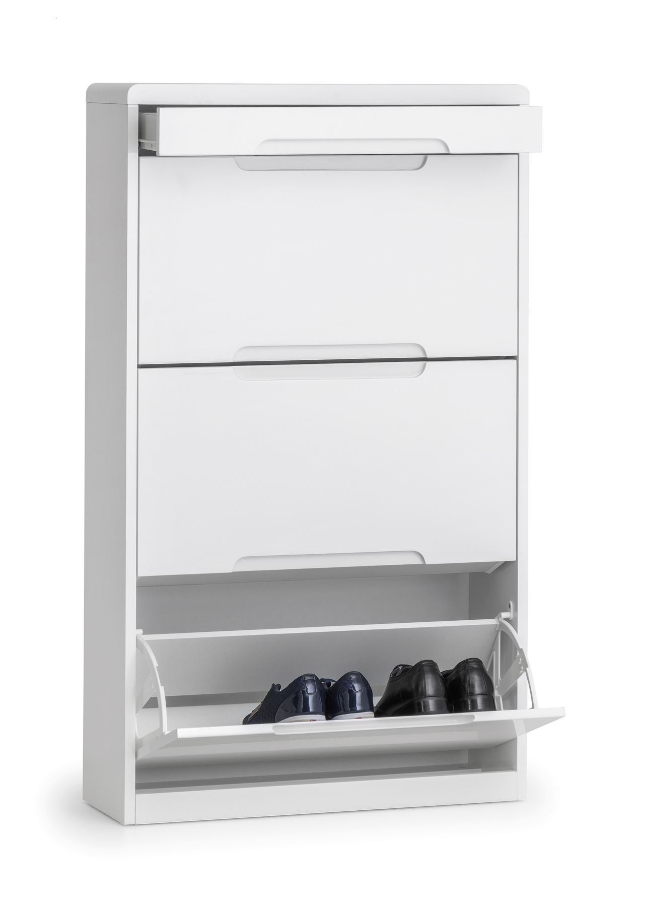 white gloss shoe cabinet on Julian Bowen Manhattan White High Gloss Shoe Cabinet Storage With Drawer Ebay