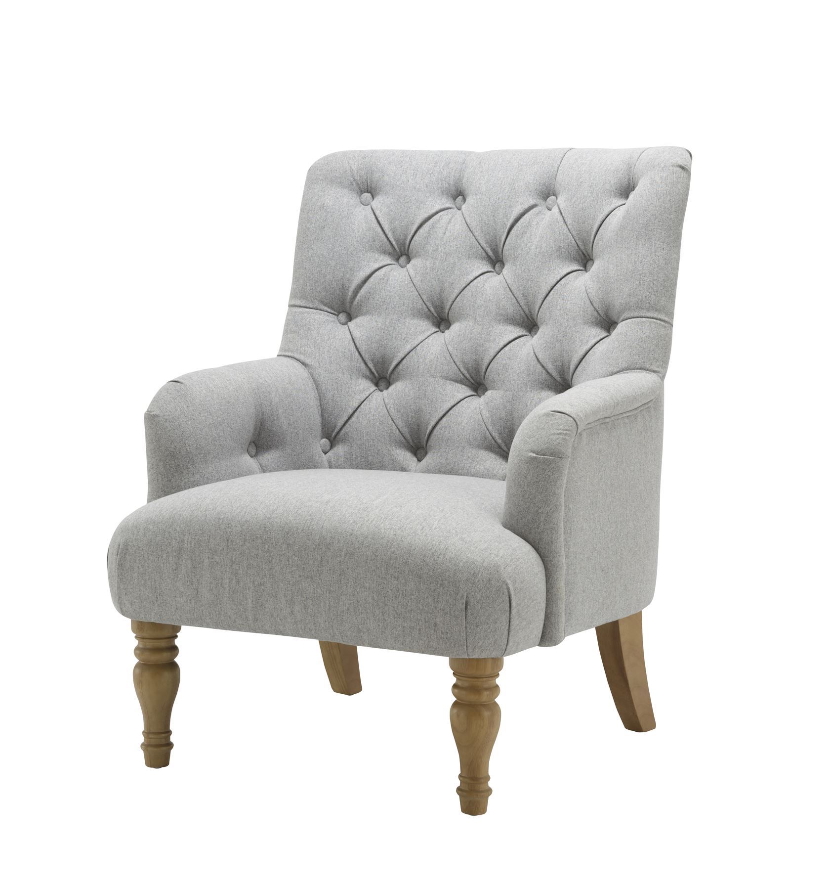 Birlea Padstow Easy Fireside Chair Traditional Buttoned Grey Fabric