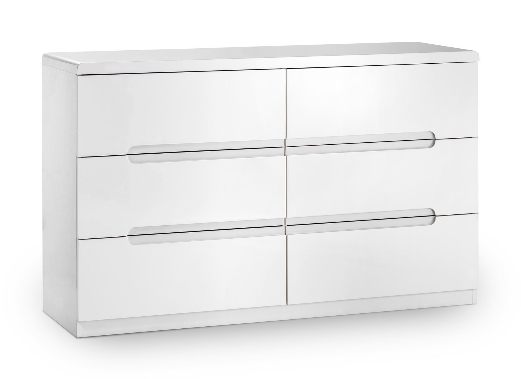 Julian Bowen Manhattan White High Gloss 6 Drawer Wide Chest Ebay