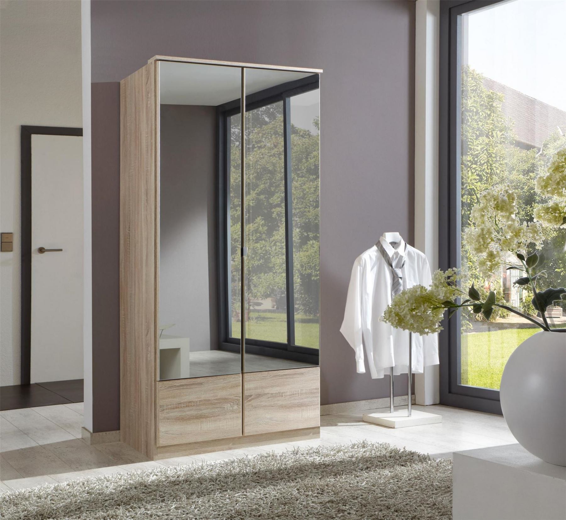 German Wimex Imago Oak 2 Door 90cm Wardrobe with mirrors 4038061169448