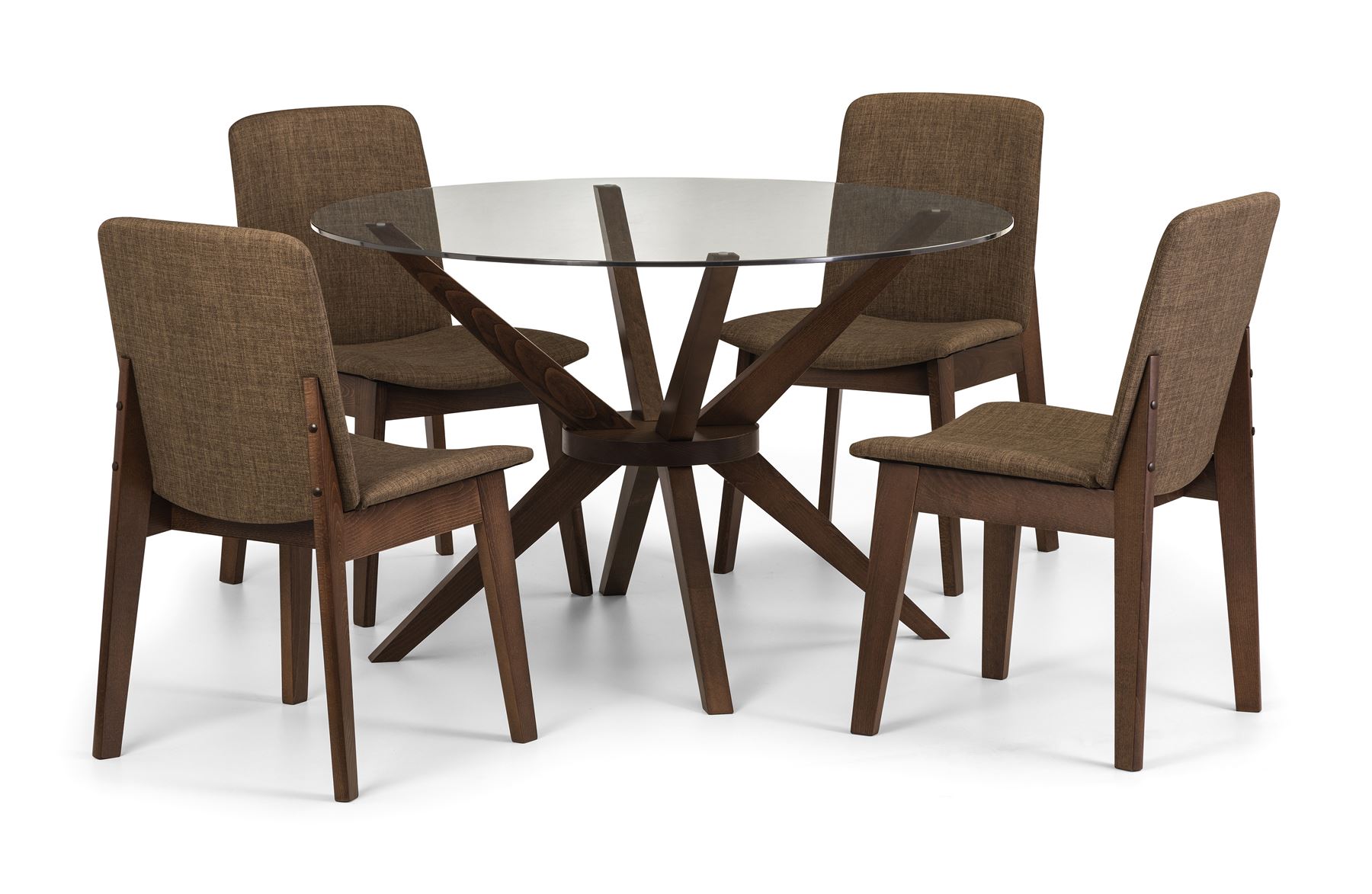 Julian Bowen Chelsea Round Dining Table Only Glass Solid Beech Walnut