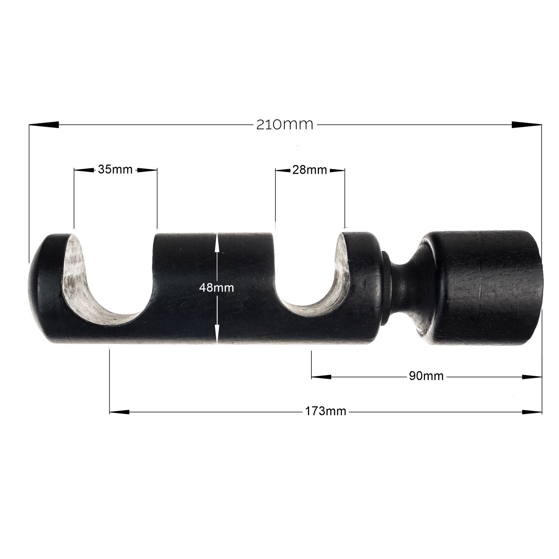 Double Modern Wooden Bracket / Holder for Wooden Curtain Pole / Rail