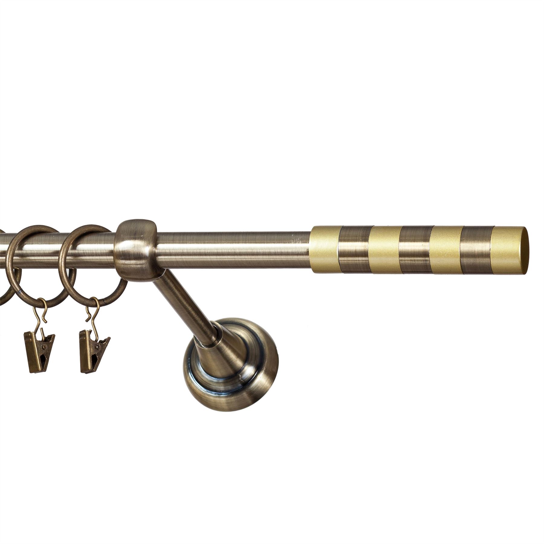 Metal Single Curtain Pole Rod Set 16mm Antique Brass Classic