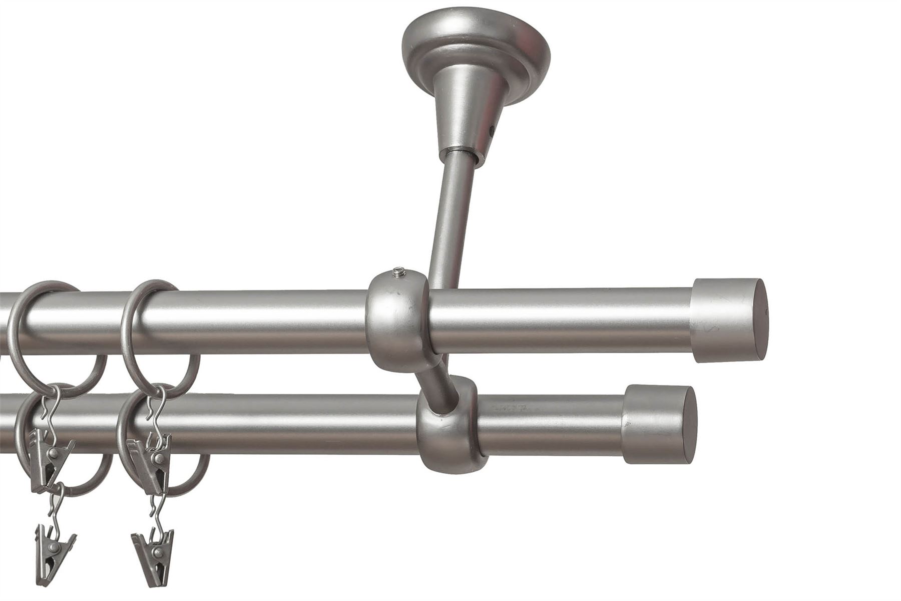 Metal Double Curtain Rod / Pole 19/19 mm, Chrome, Ceiling P2 eBay
