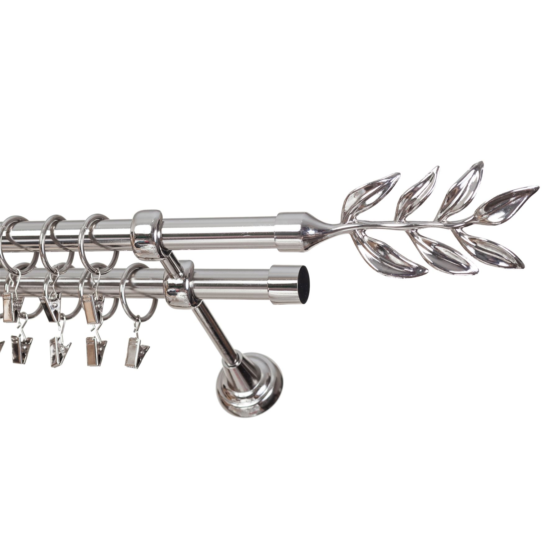 Metal Double Curtain Pole Rod Rail Set 19/19 mm Inox Classic Bracket eBay