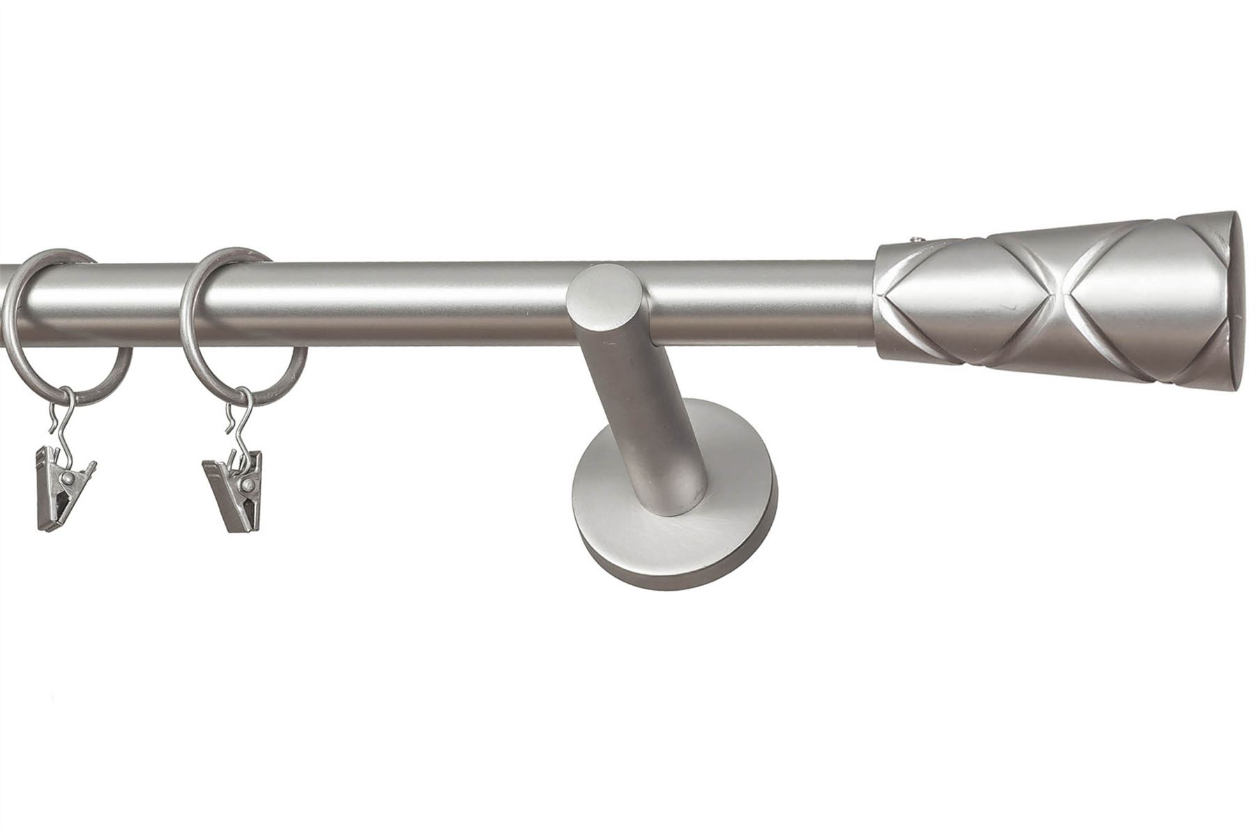 Modern Short P2 Satin Chrome Metal Single Curtain Rod Pole 16 mm