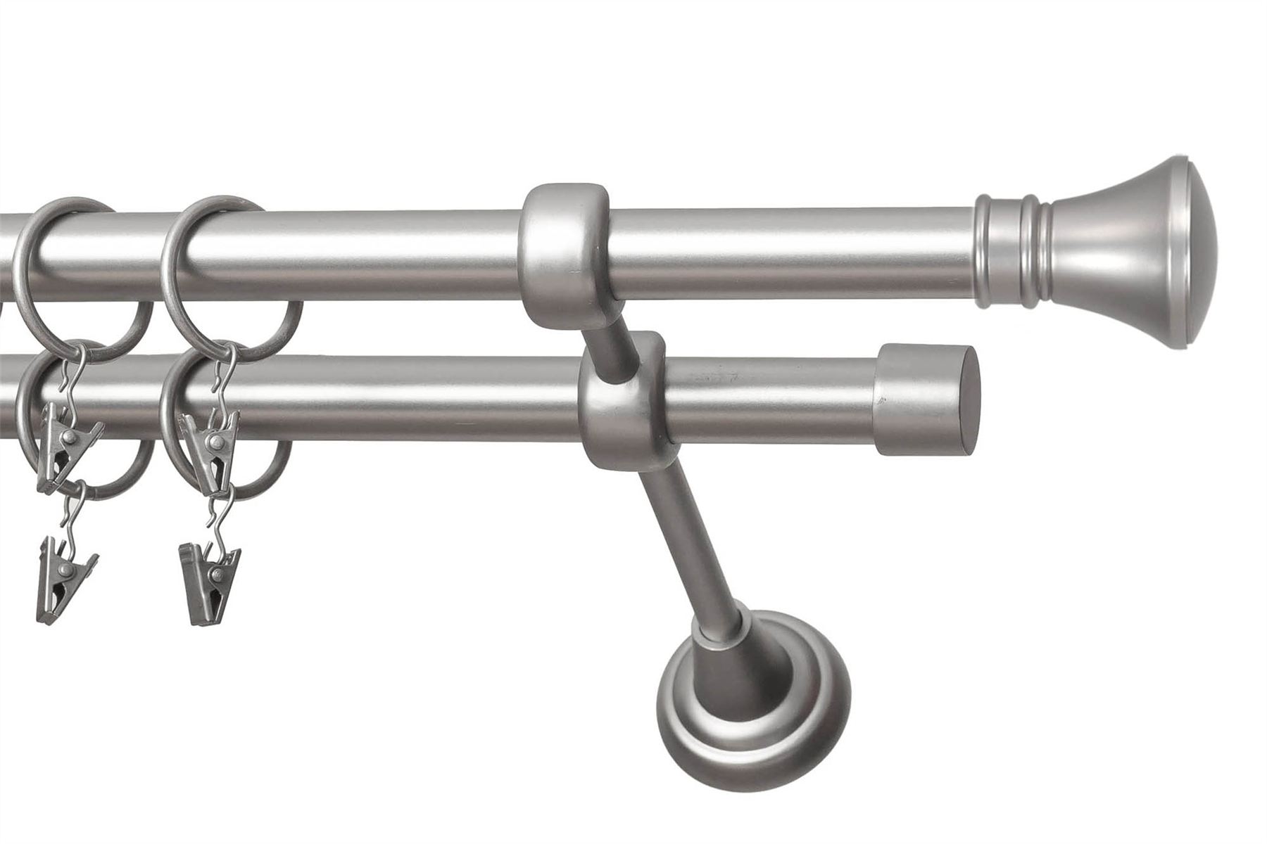 Metal Double Curtain Rod / Pole 19/19 mm, Satin Chrome, Classic P2 eBay