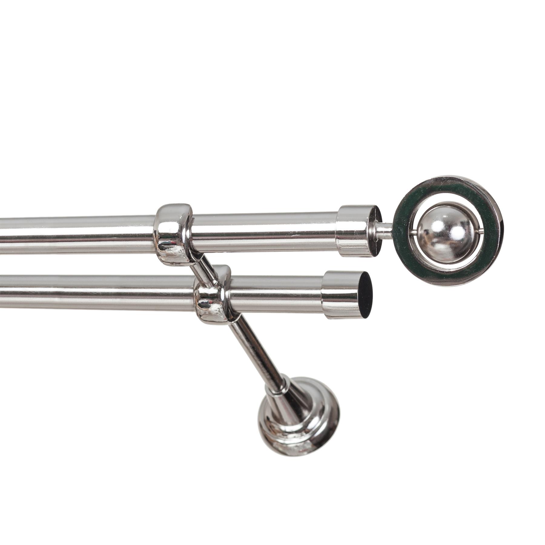 Double Curtain Pole Bracket 1pc Metal Inox Classic Fit to 19/19mm Pole