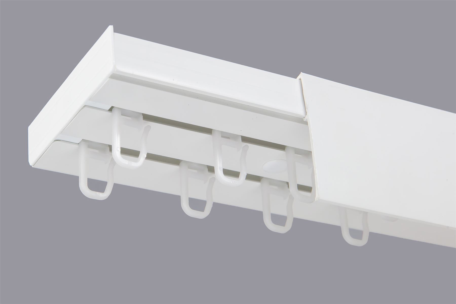 Double Curtain Rail Track PCV Ceiling SET with HOOKS or CLIPS + COVER