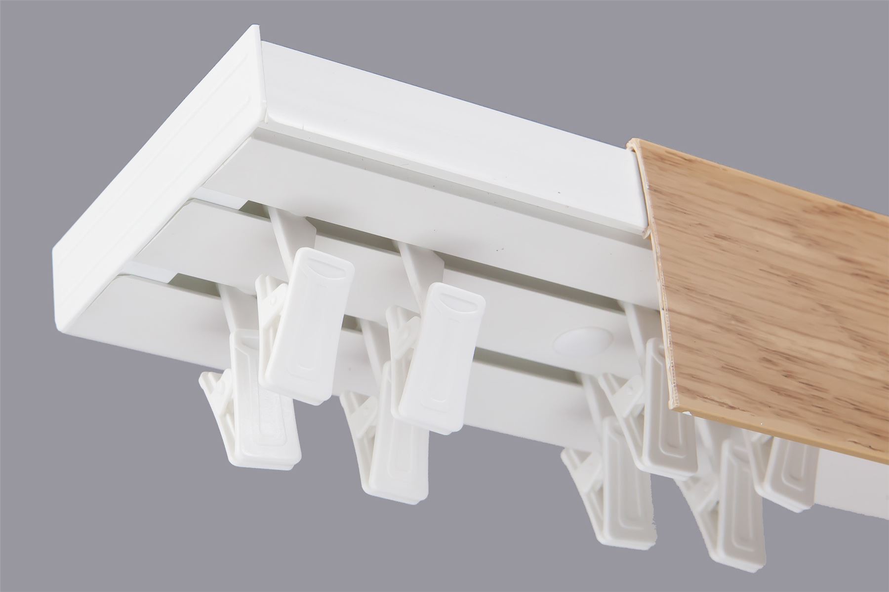 Curtain Rail Track PCV Ceiling SET with HOOKS or CLIPS + LIGHT OAK
