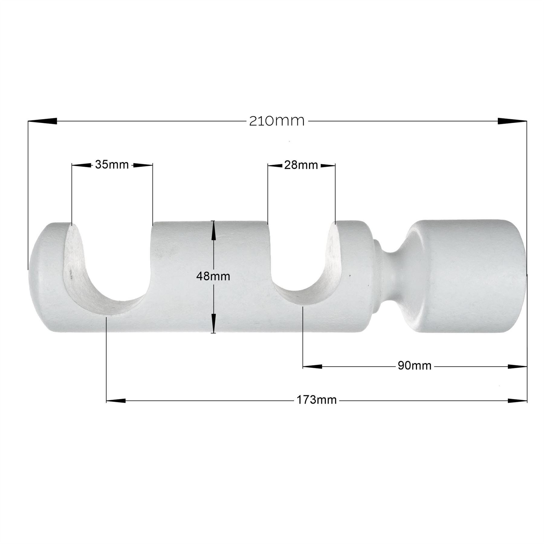 Double Modern Wooden Bracket / Holder for Wooden Curtain Pole / Rail