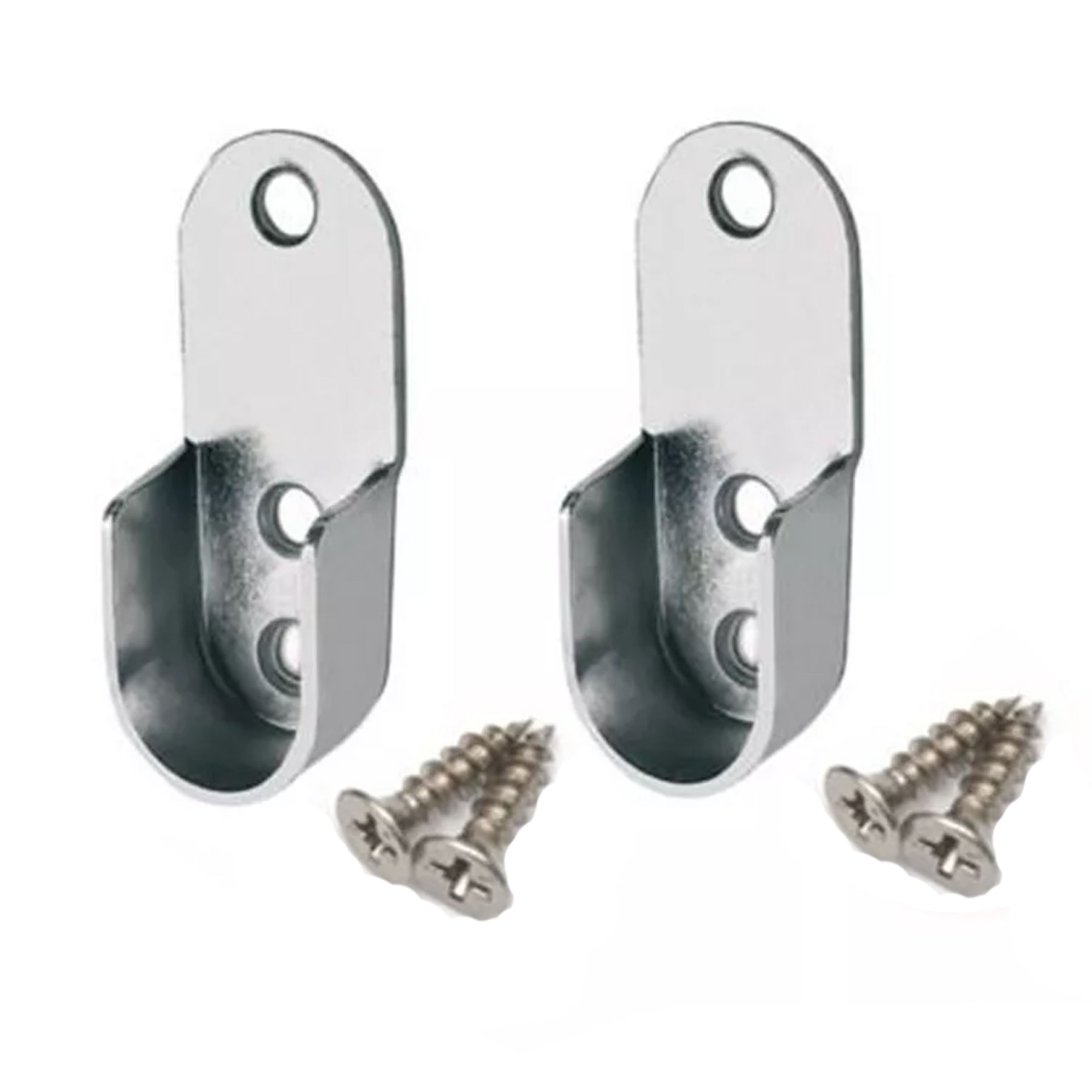 Wardrobe Rail 414-1964mm Kit Pole Tube Bar Clothes Storage Set Brackets Oval