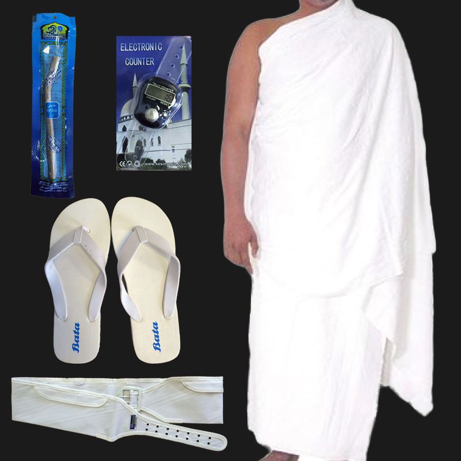 Ihram Ehram Clothing Hajj Umrah Pack Essential Kit + Belt Tasbih Miswak