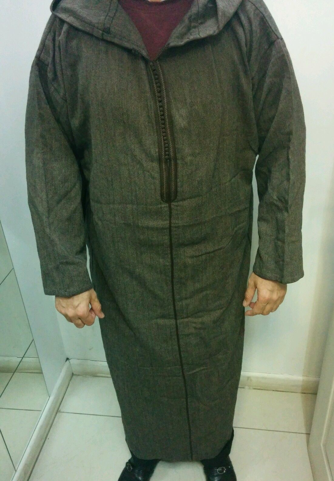 Moroccan Hooded Men Dress Thobe Thoub Jubba Robe Arab Dishdash Wool eBay