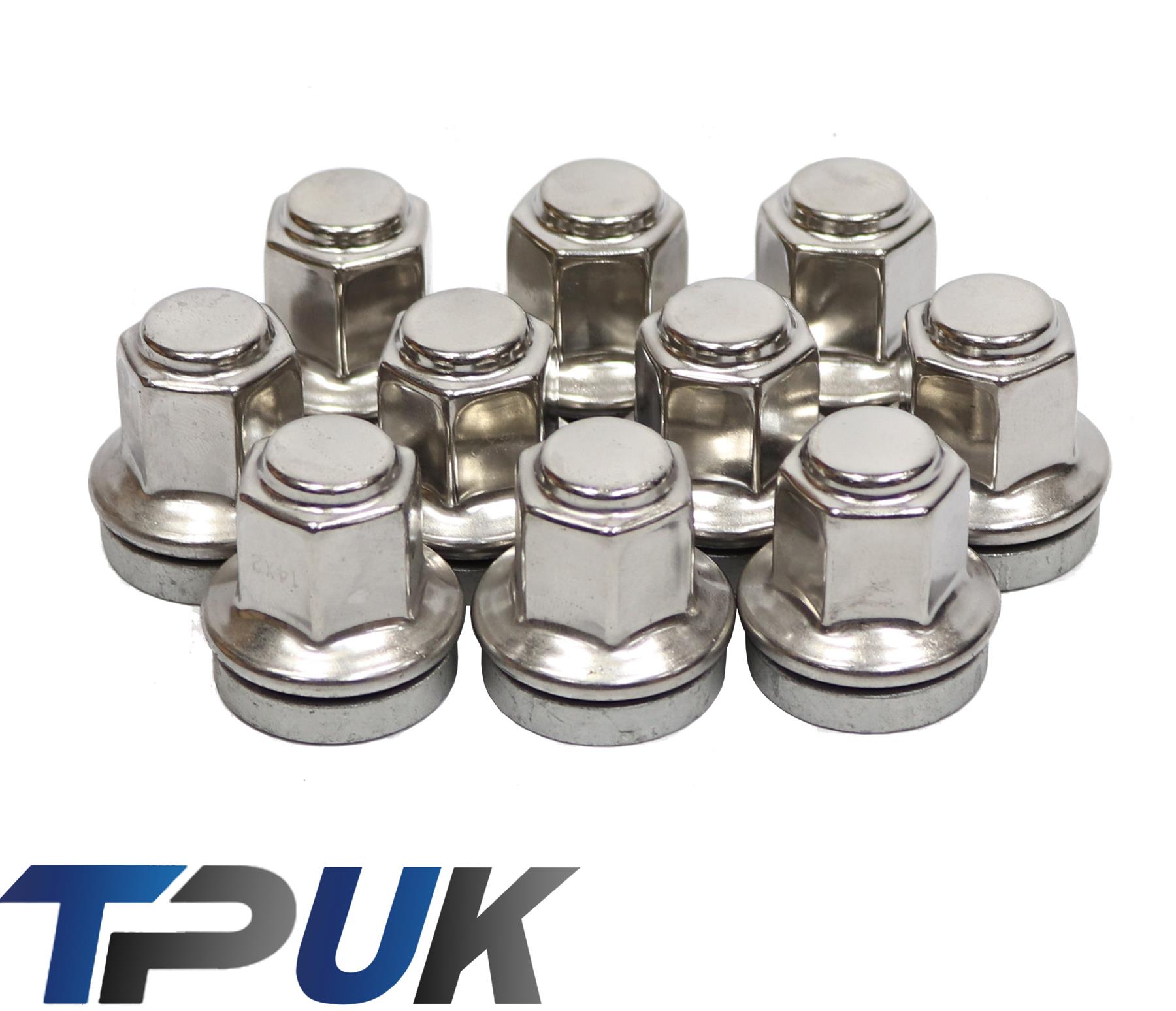 FORD TRANSIT WHEEL NUTS X 10 STAINLESS STEEL CAPPED O.E M14 x2 MK6 MK7
