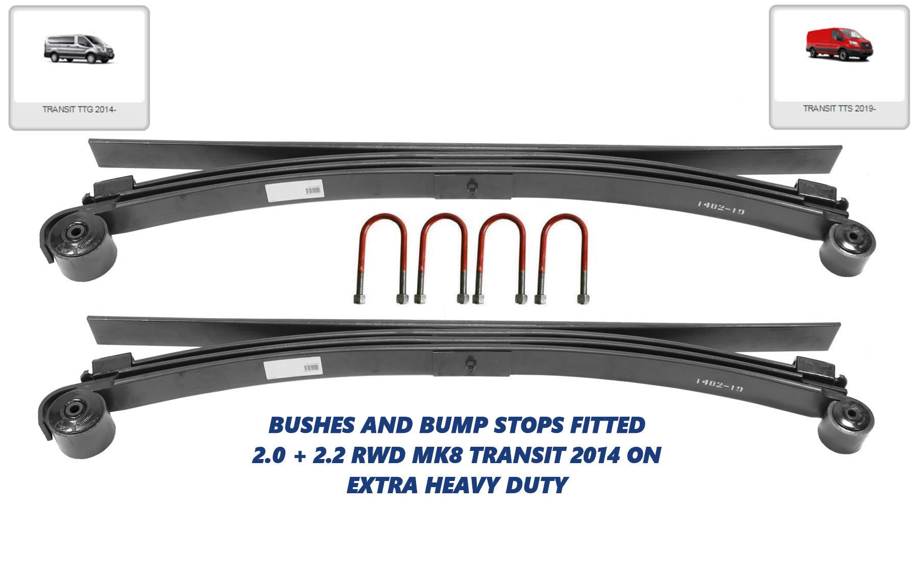 FORD TRANSIT 3+1 4 LEAF SPRINGS MK8 2.2 2.0 RWD 2014 ON + UBOLTS SPRING