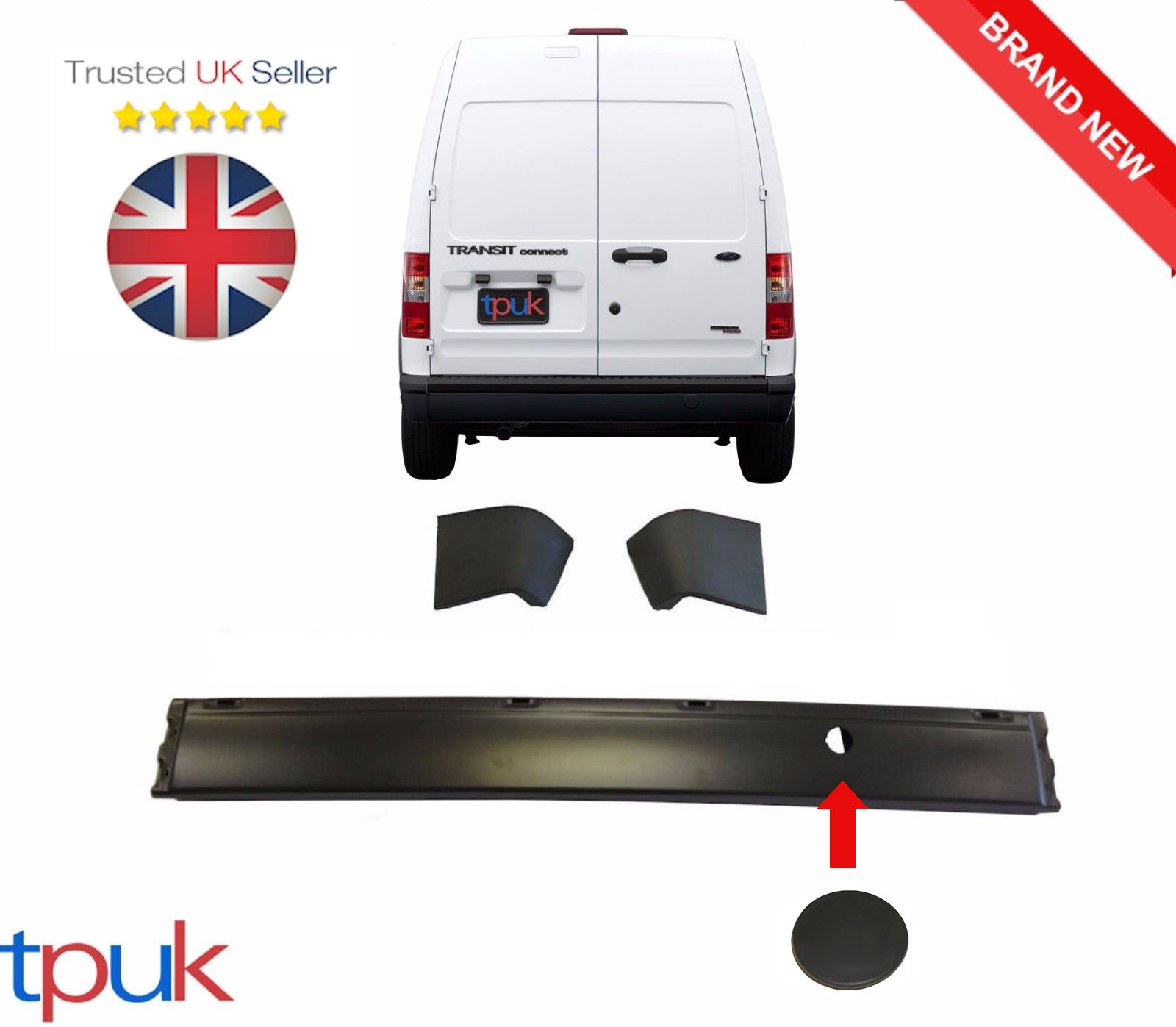 TRANSIT CONNECT REAR BUMPER END CAP RIGHT SIDE OS BRAND NEW MK1