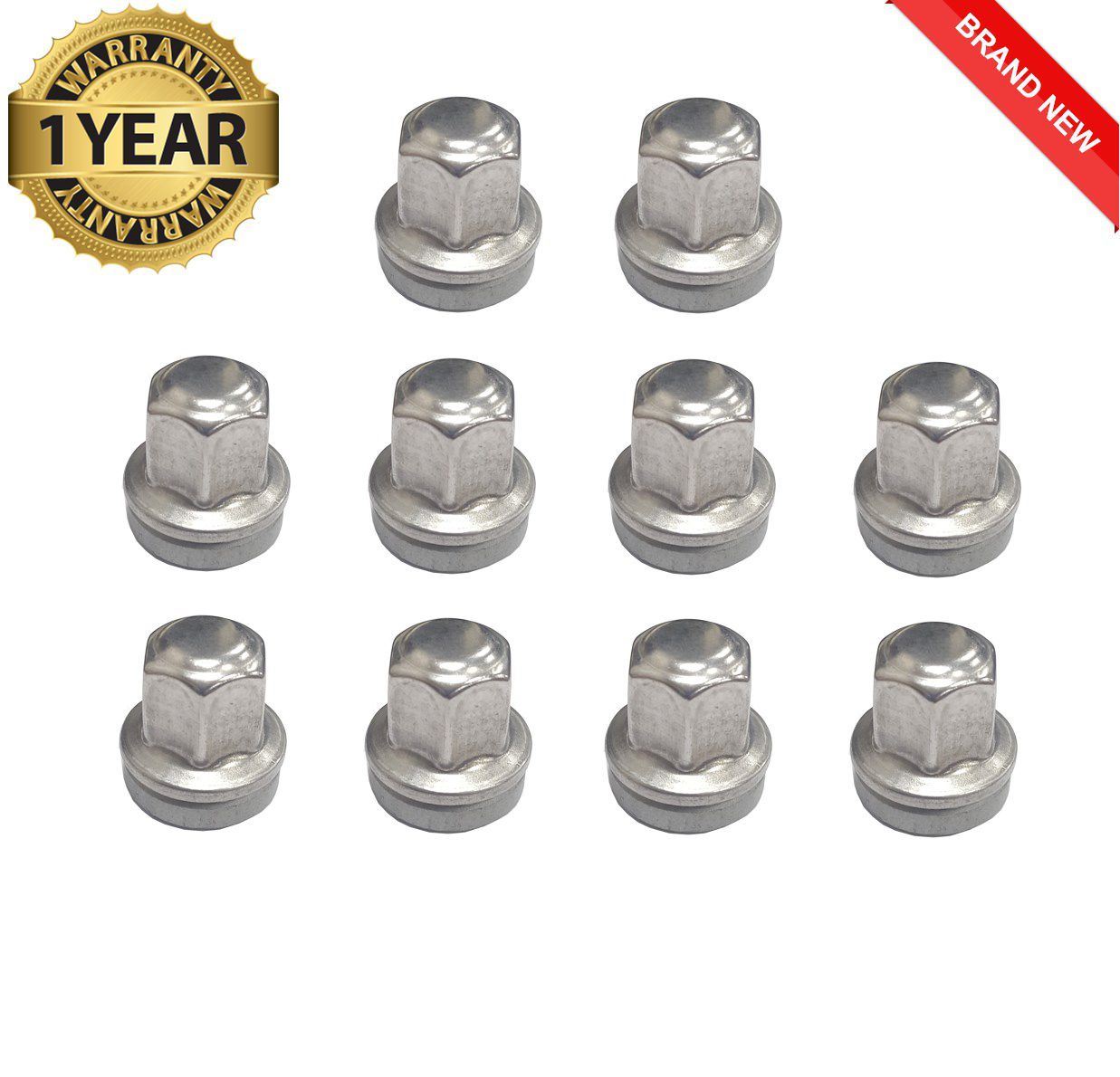 FORD TRANSIT WHEEL NUTS X 10 STAINLESS STEEL CAPPED O.E M14 x2 MK6 MK7