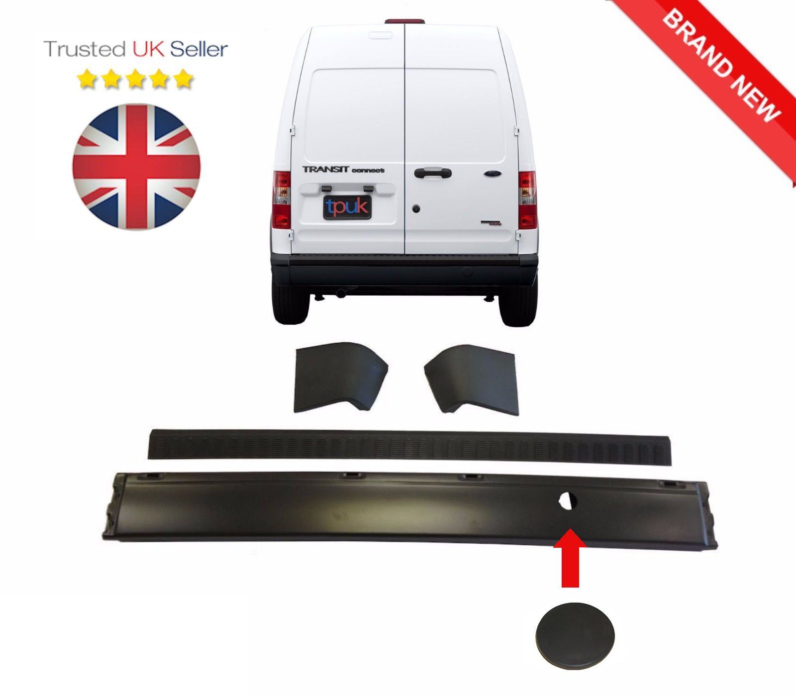 FORD TRANSIT CONNECT REAR BUMPER AND BUMPER COVER WITH END CAPS 2002
