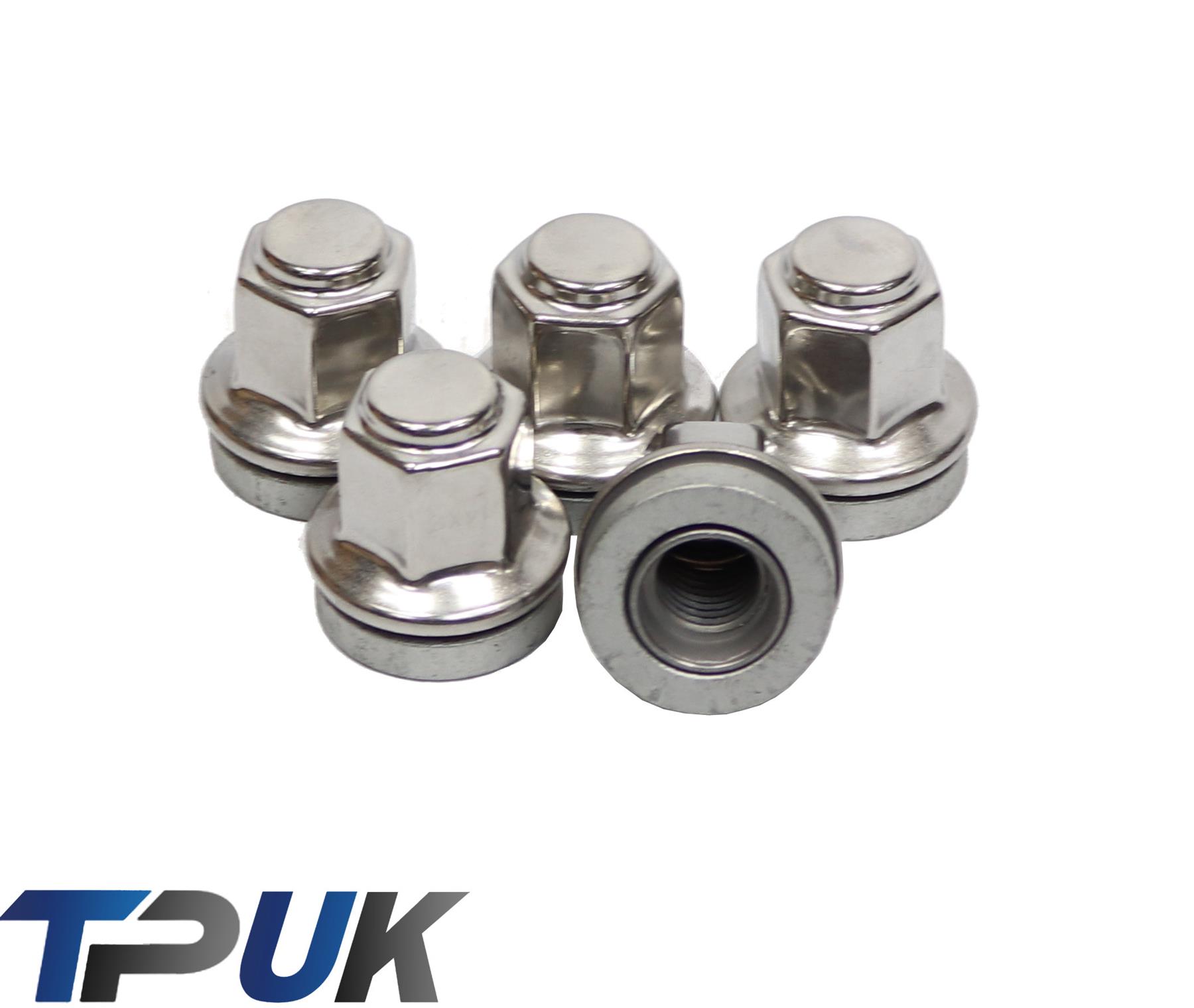 FORD TRANSIT WHEEL NUTS SET 5 STAINLESS STEEL CAPPED O.E M14x2 MK6 MK7
