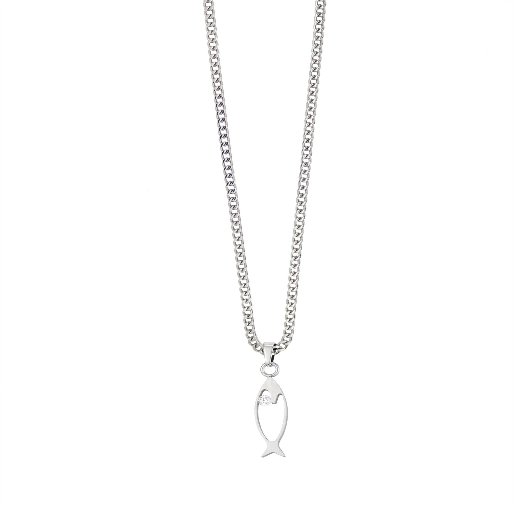 Stainless steel fish pendant with CZ centre - Picture 15 of 27