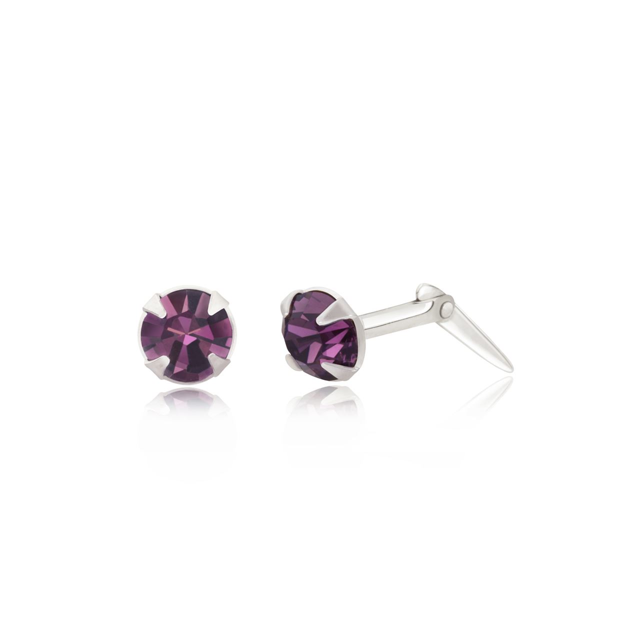 2-5mm Silver/9ct Gold Round Amethyst Crystal Andralok Stud EarringsSPEND AND SAV - Picture 20 of 22
