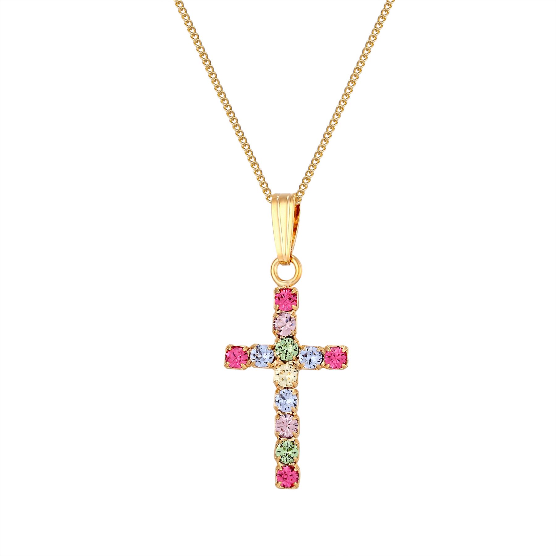 Rainbow crystal cross pendant - Picture 4 of 12