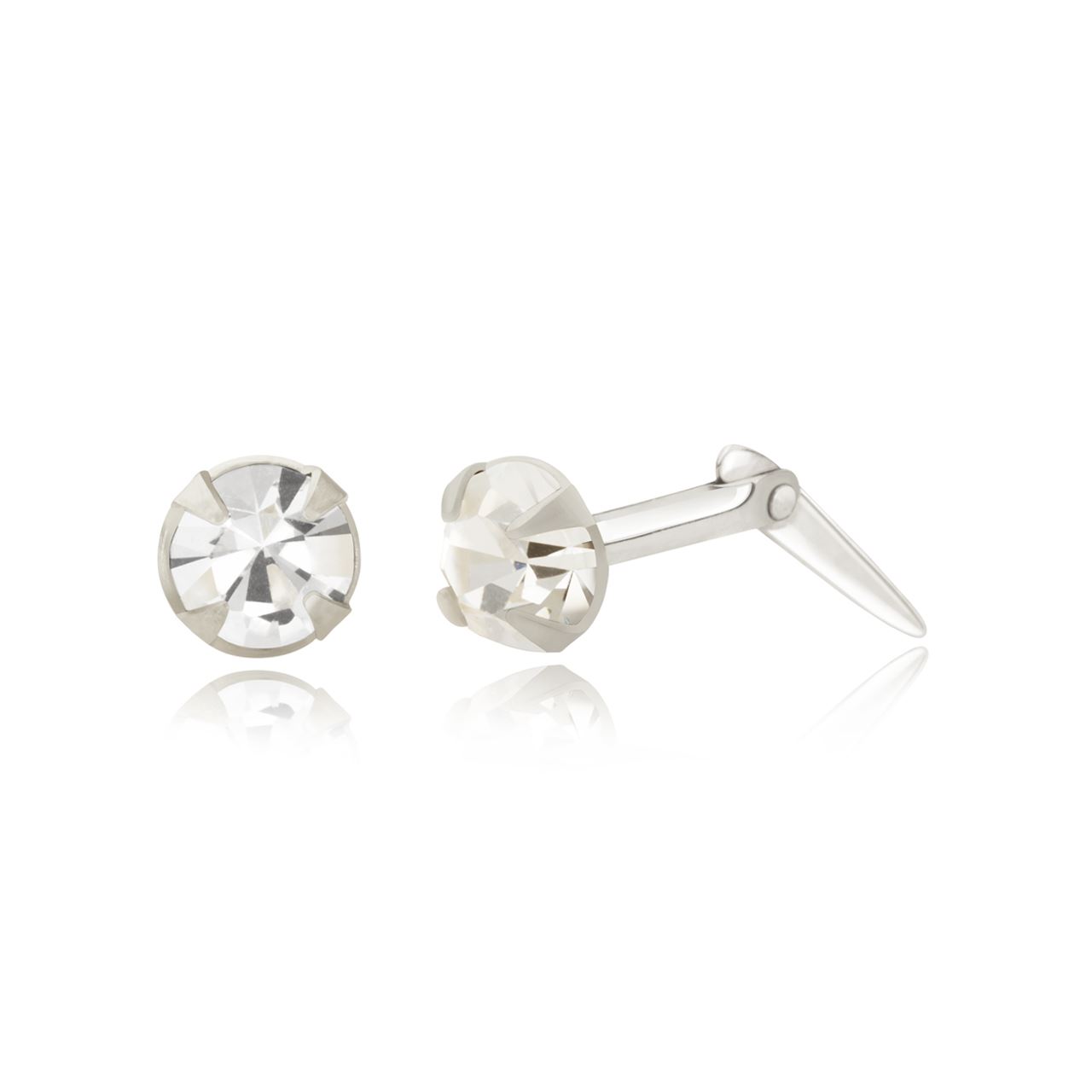 25mm silver/9ct gold round white crystal Andralok stud earrings/Gift