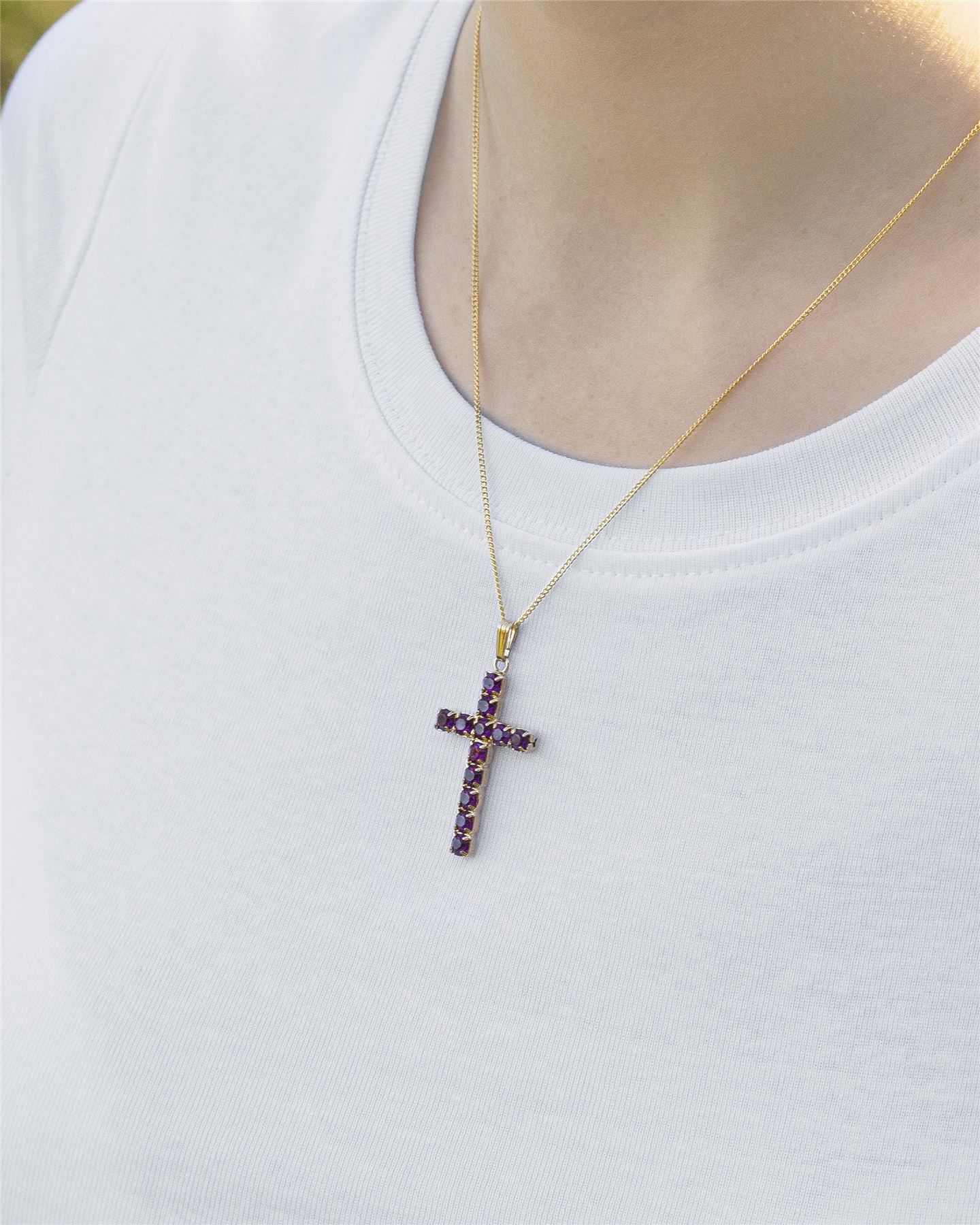 Large Amethyst crystal cross pendant - Picture 8 of 12