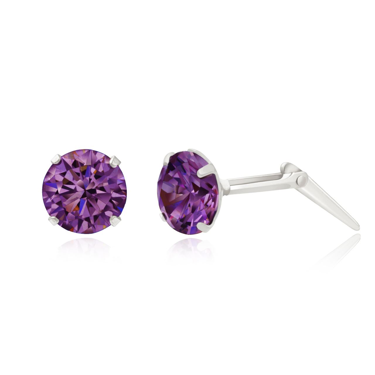 2-5mm Silver/9ct Gold Round Amethyst Crystal Andralok Stud EarringsSPEND AND SAV - Picture 18 of 22